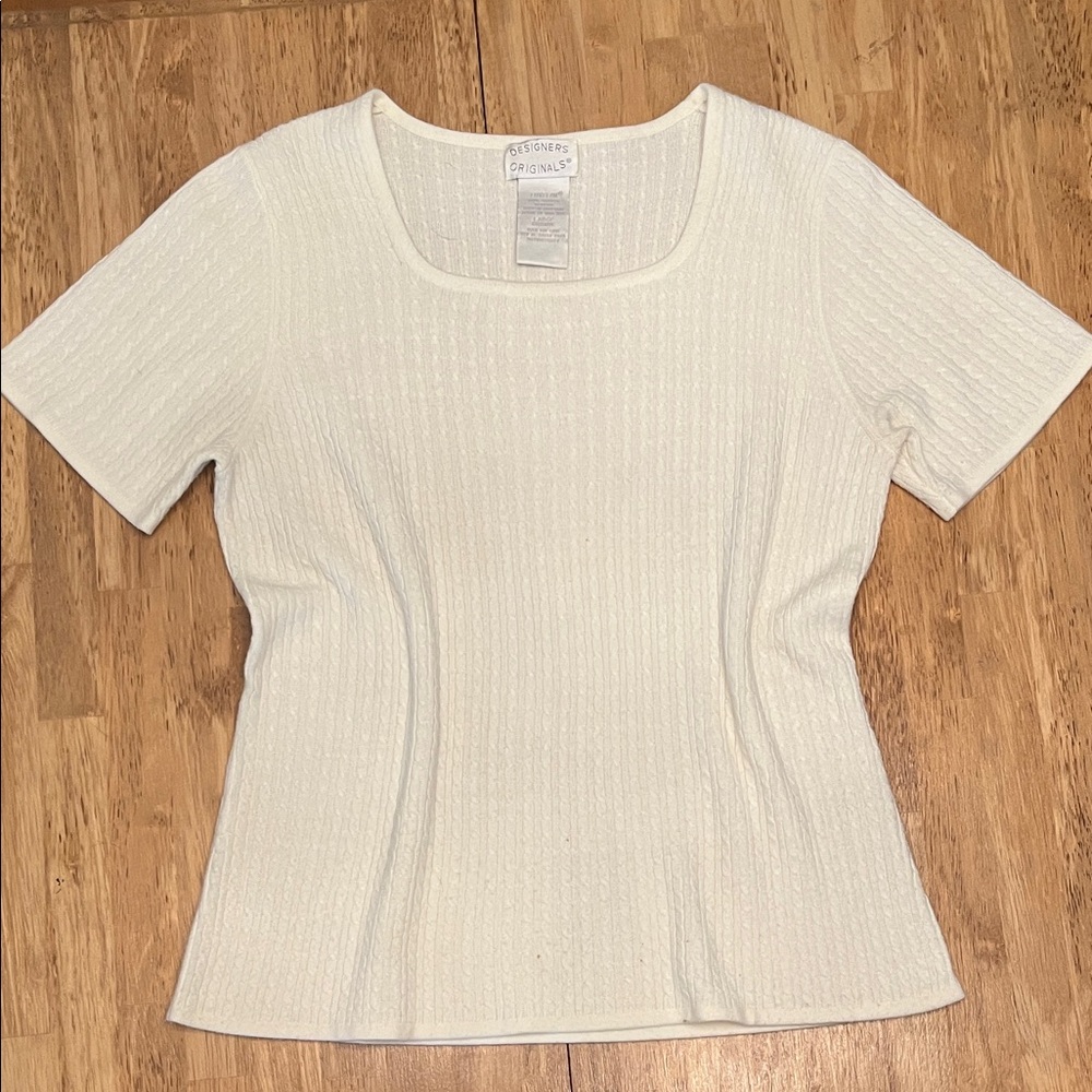 Designers Originals Ivory Ribbed Short Sleeve Tee